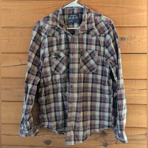 American Eagle Outfitters Vintage Fit Plaid Snap Button Shirt